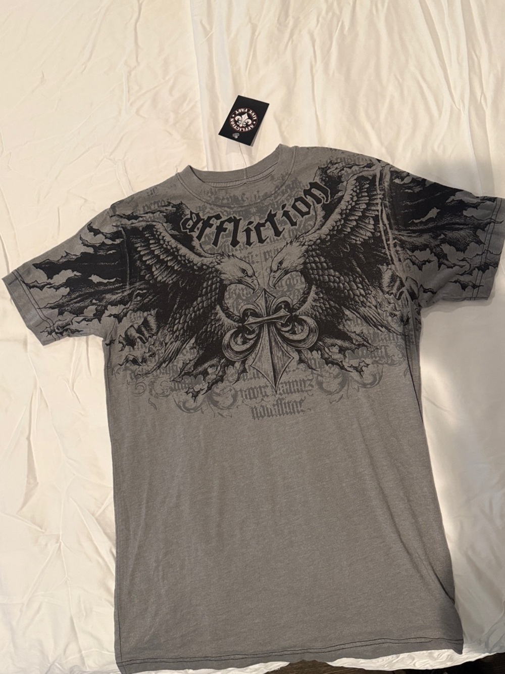 Affliction Gray Short-Sleeve Eagle Graphic Tee